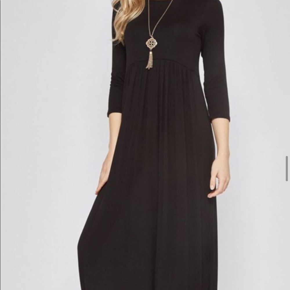 Solid Black Maxi Dress